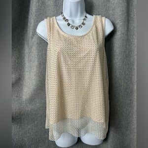 Sunday in Brooklyn Anthropologie XL mesh layover beaded sleeveless blouse